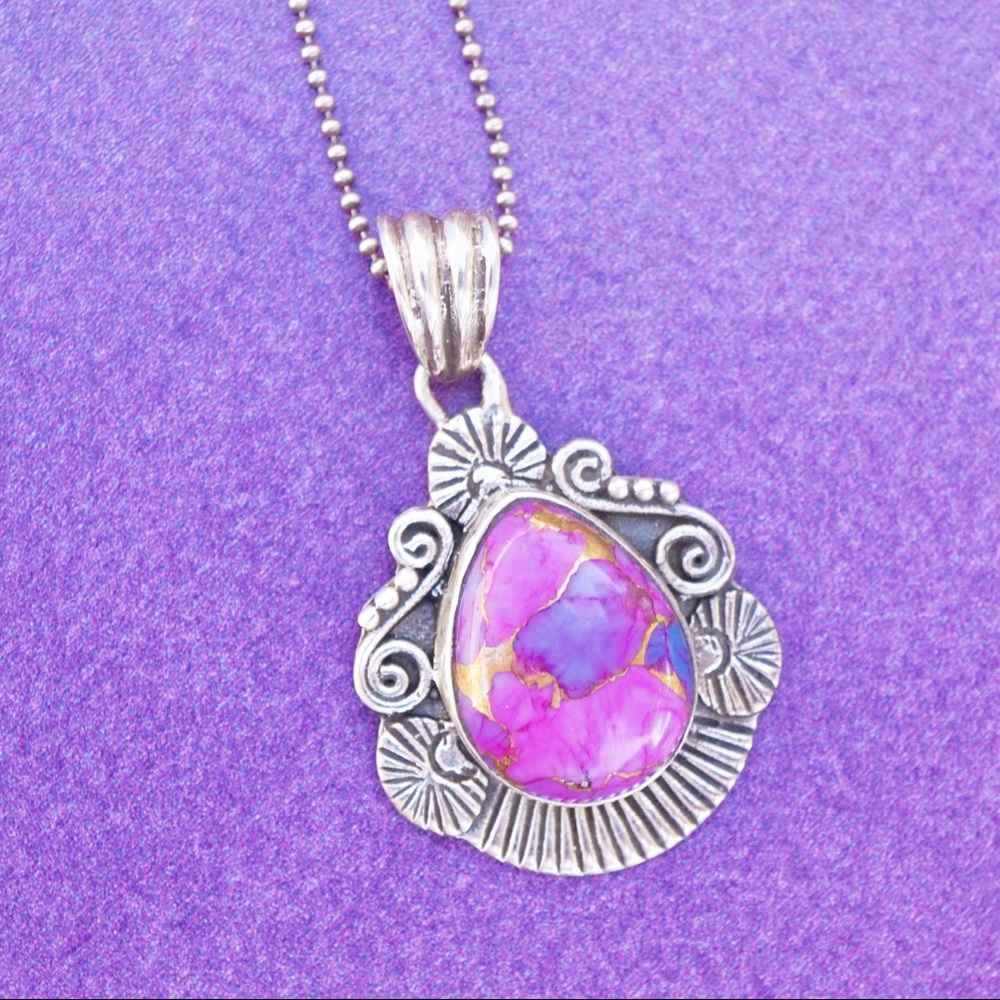 Sterling Silver Purple Jasper Pendant Necklace